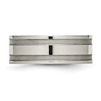 Grooved Wedding Band in Titanium, 8mm