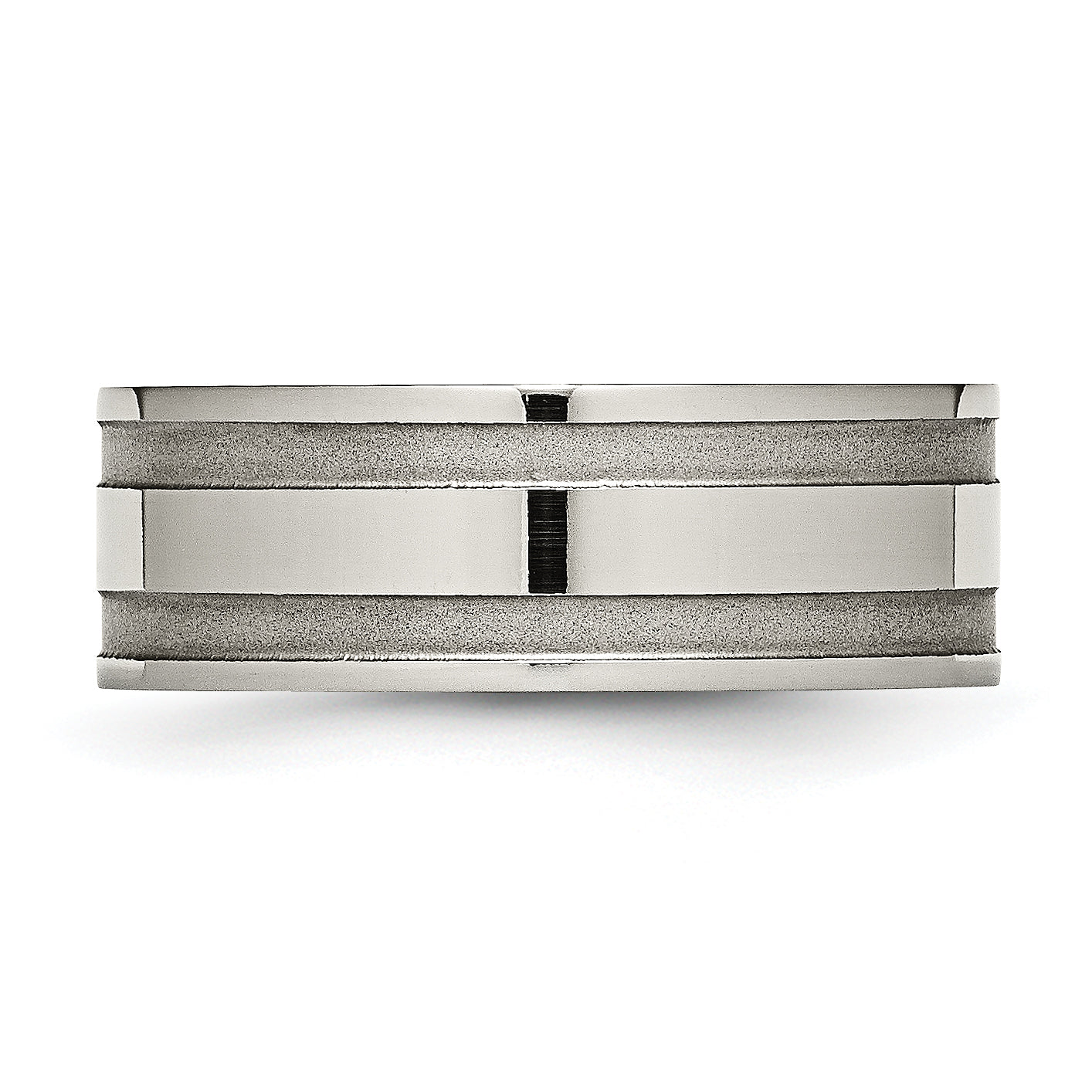 Grooved Wedding Band in Titanium, 8mm
