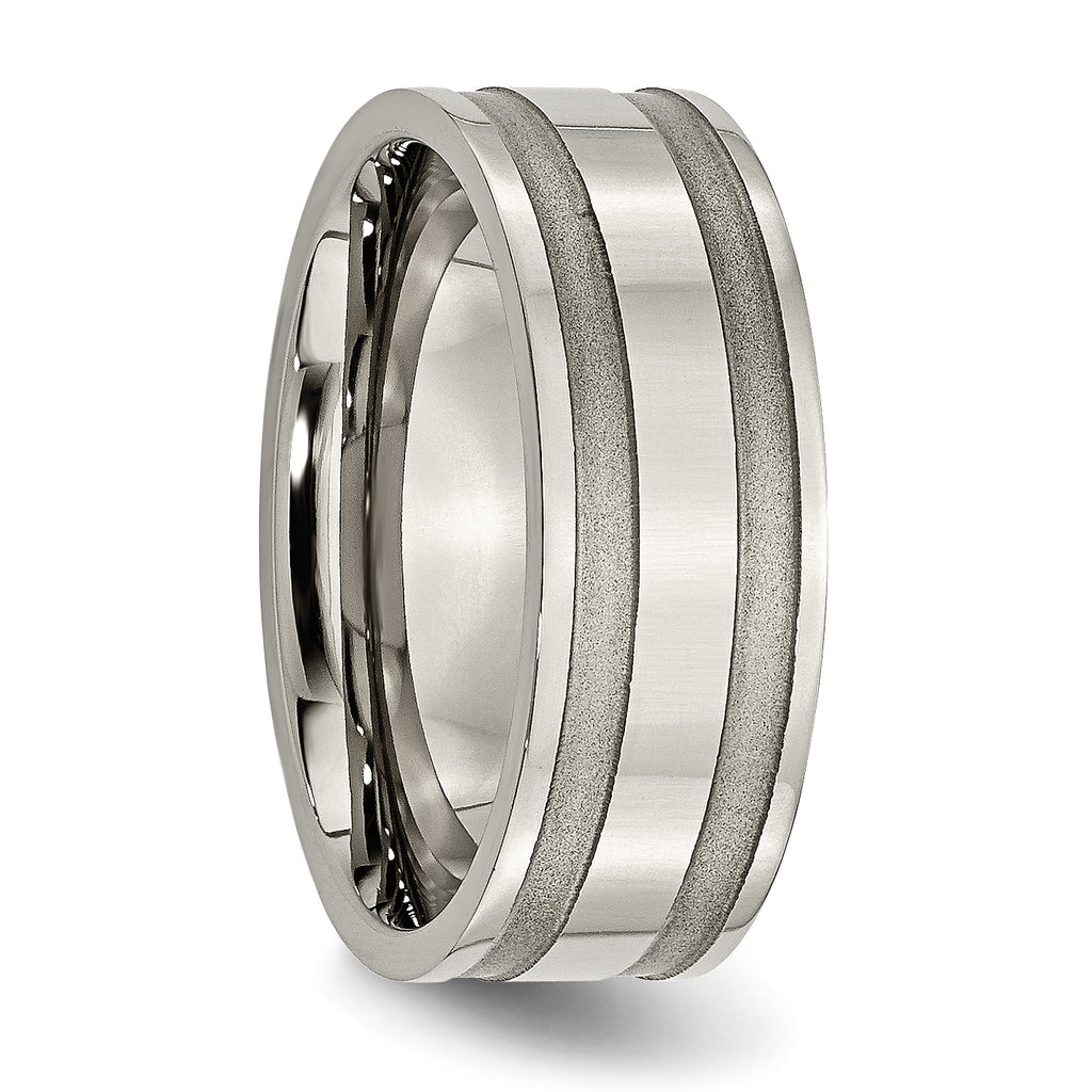 Grooved Wedding Band in Titanium, 8mm