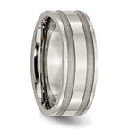 Grooved Wedding Band in Titanium, 8mm
