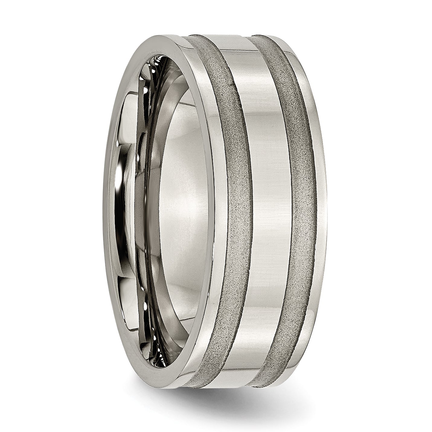 Grooved Wedding Band in Titanium, 8mm