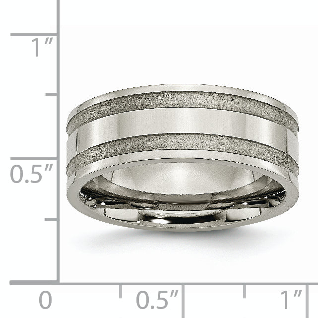 Grooved Wedding Band in Titanium, 8mm