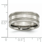 Grooved Wedding Band in Titanium, 8mm