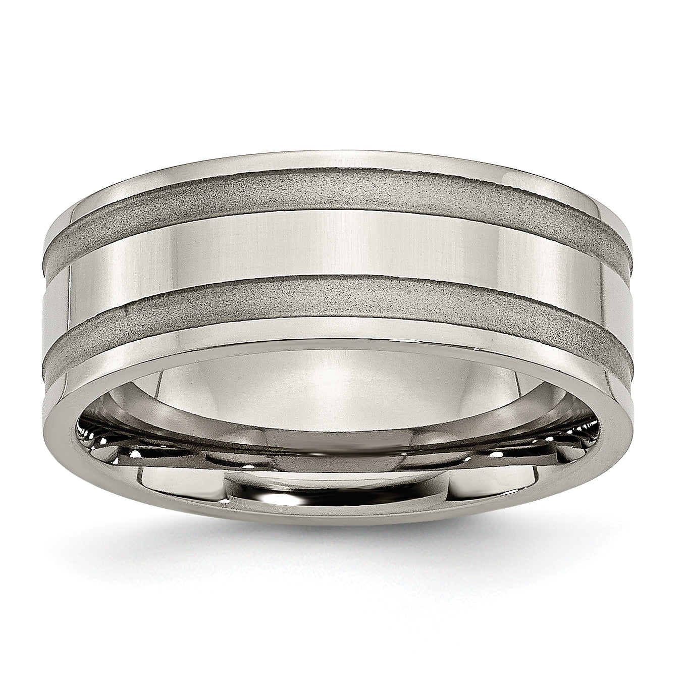 Titanium Brushed and Polished 8mm Grooved Band Main image