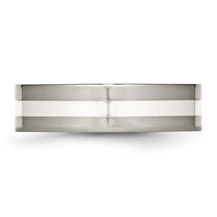 Titanium Wedding Band with Sterling Silver Inlay Polished Unisex Ring