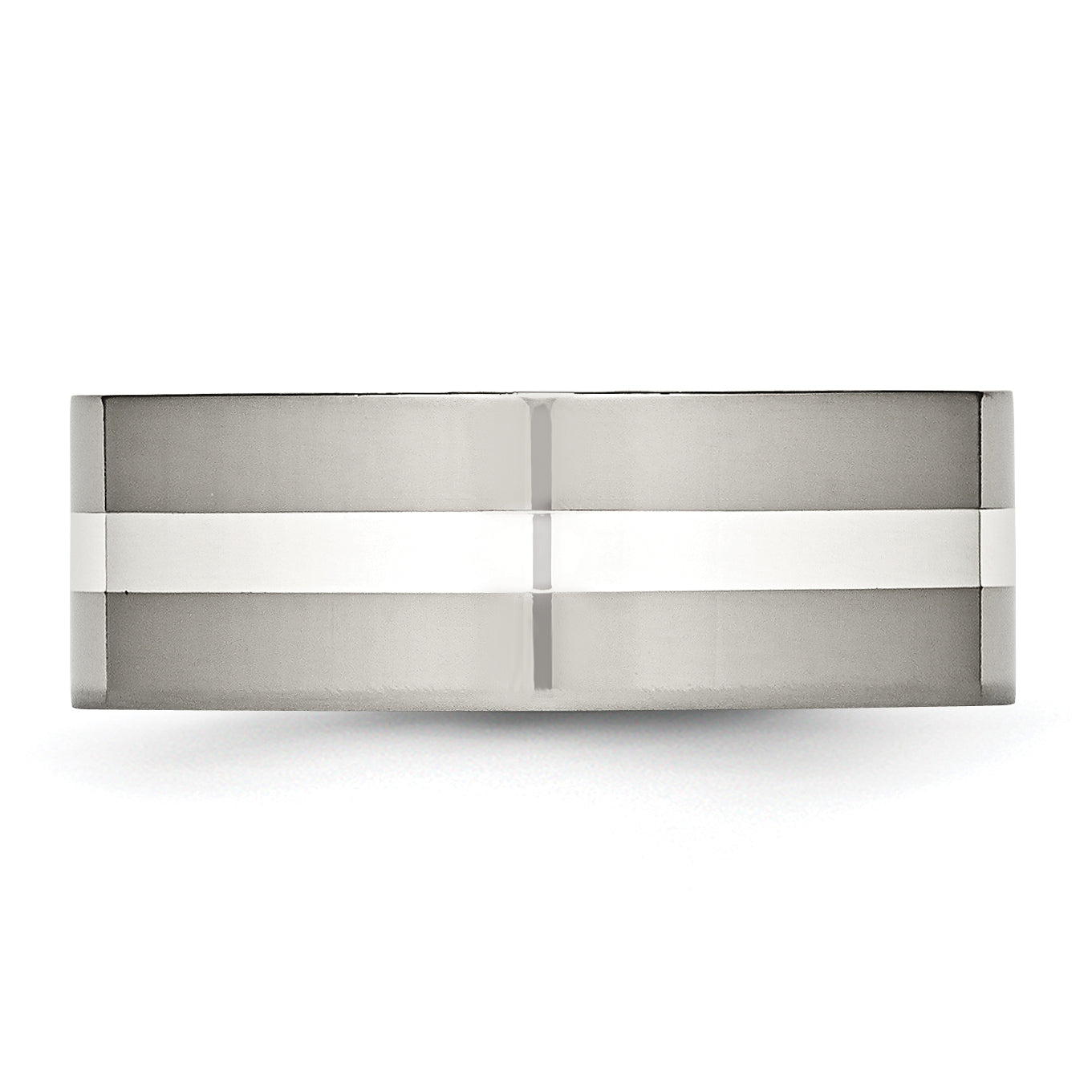 Inlay Wedding Band in Titanium & Sterling Silver, 8mm