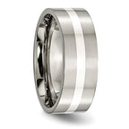 Inlay Wedding Band in Titanium & Sterling Silver, 8mm