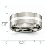 Inlay Wedding Band in Titanium & Sterling Silver, 8mm