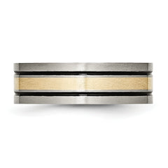 Sophia Jewelers 14K Gold Titanium Unisex Wedding Band with Inlay and Engraving