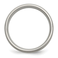 Unisex Two-Tone Titanium Wedding Band with Sterling Silver Inlay 6mm