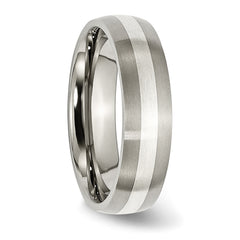 Unisex Two-Tone Titanium Wedding Band with Sterling Silver Inlay 6mm