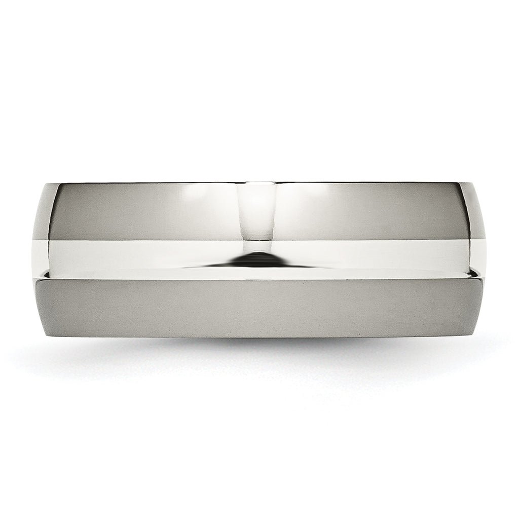Inlay Wedding Band in Titanium & Sterling Silver, 8mm