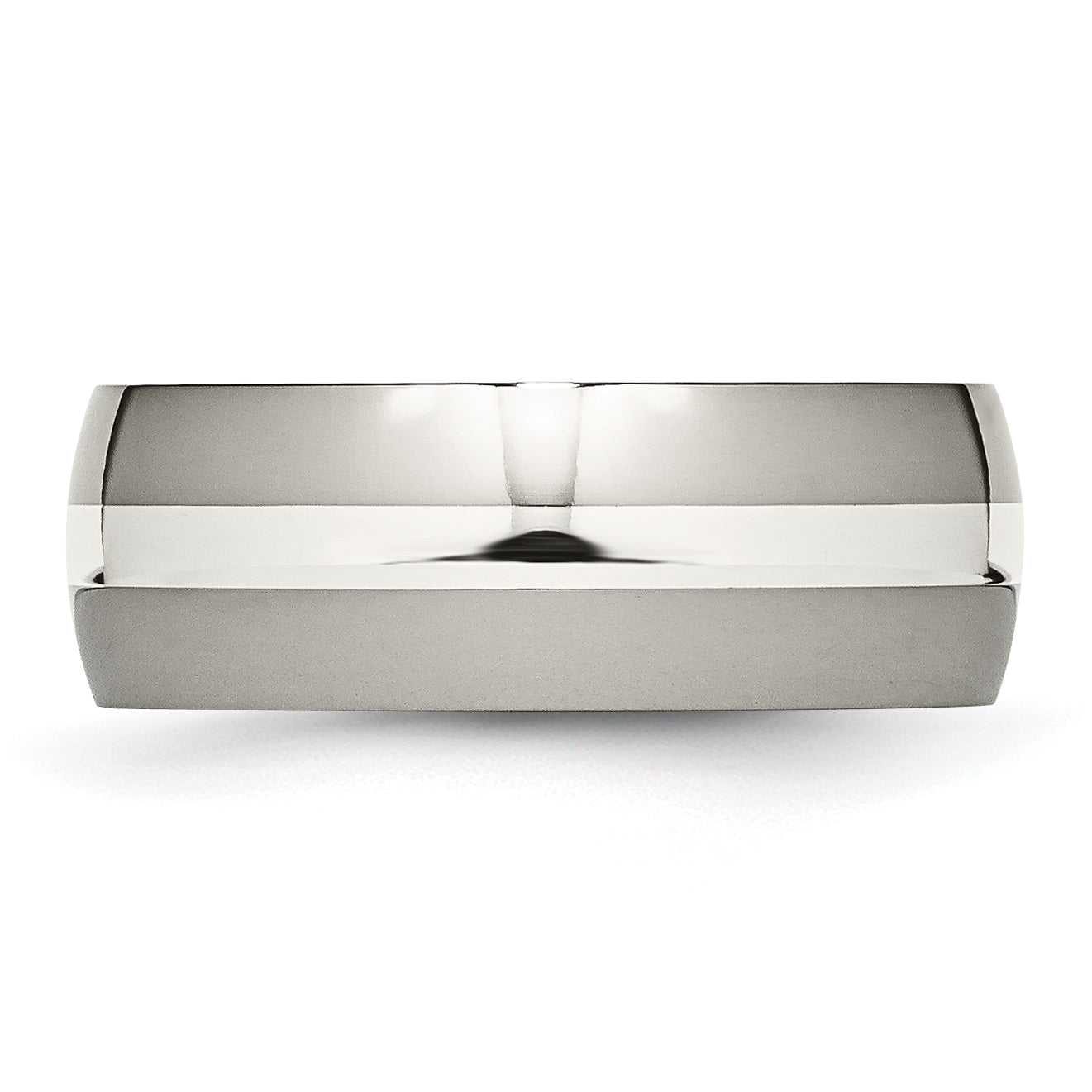 Inlay Wedding Band in Titanium & Sterling Silver, 8mm