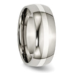 Inlay Wedding Band in Titanium & Sterling Silver, 8mm