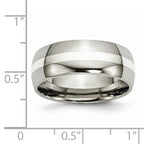 Inlay Wedding Band in Titanium & Sterling Silver, 8mm