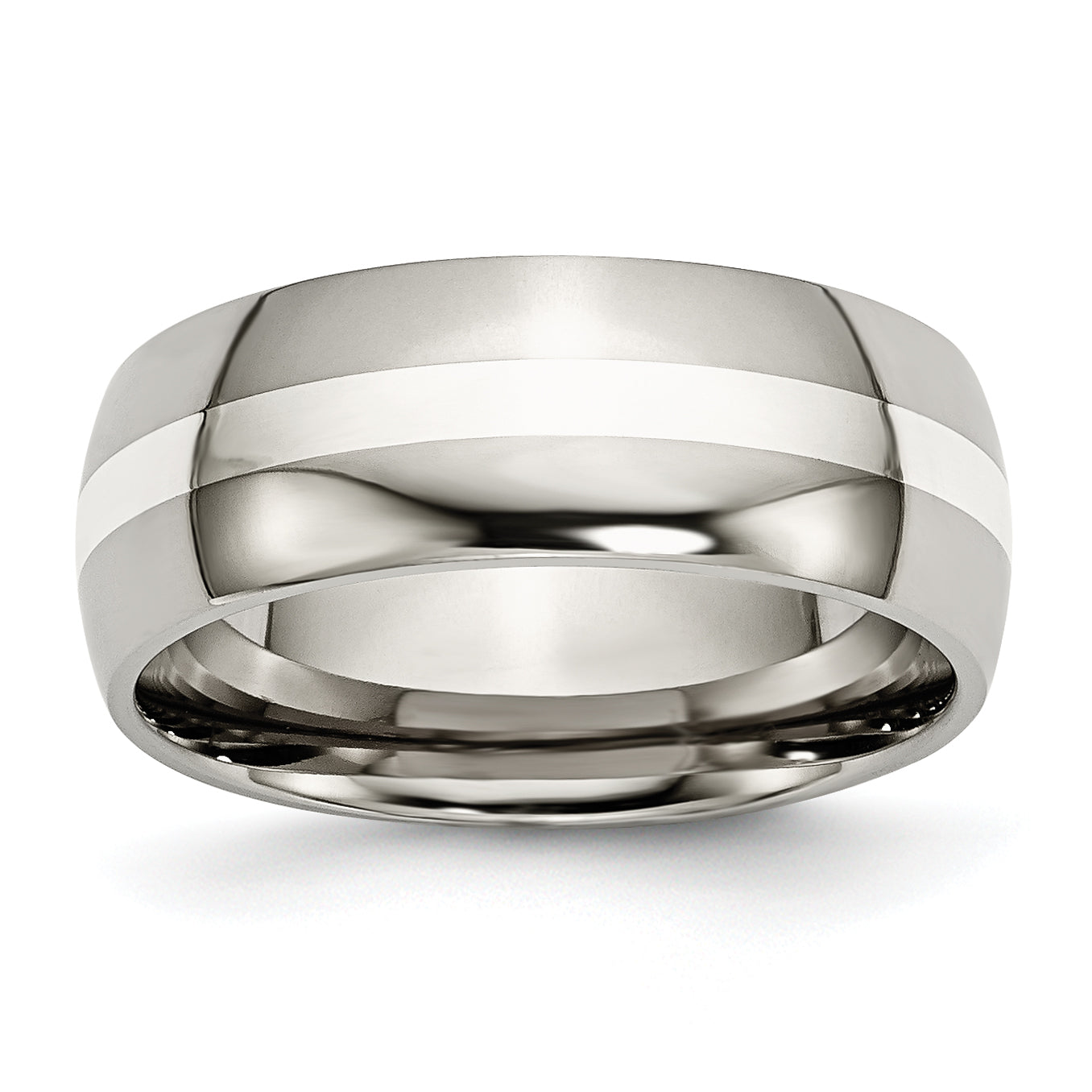 Titanium Sterling Silver Inlay 8mm Polished Band Main image