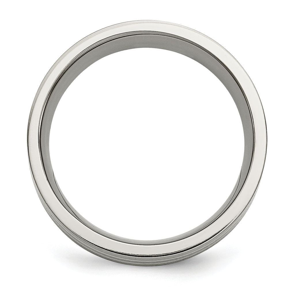 Inlay Wedding Band in Titanium & Sterling Silver, 8mm