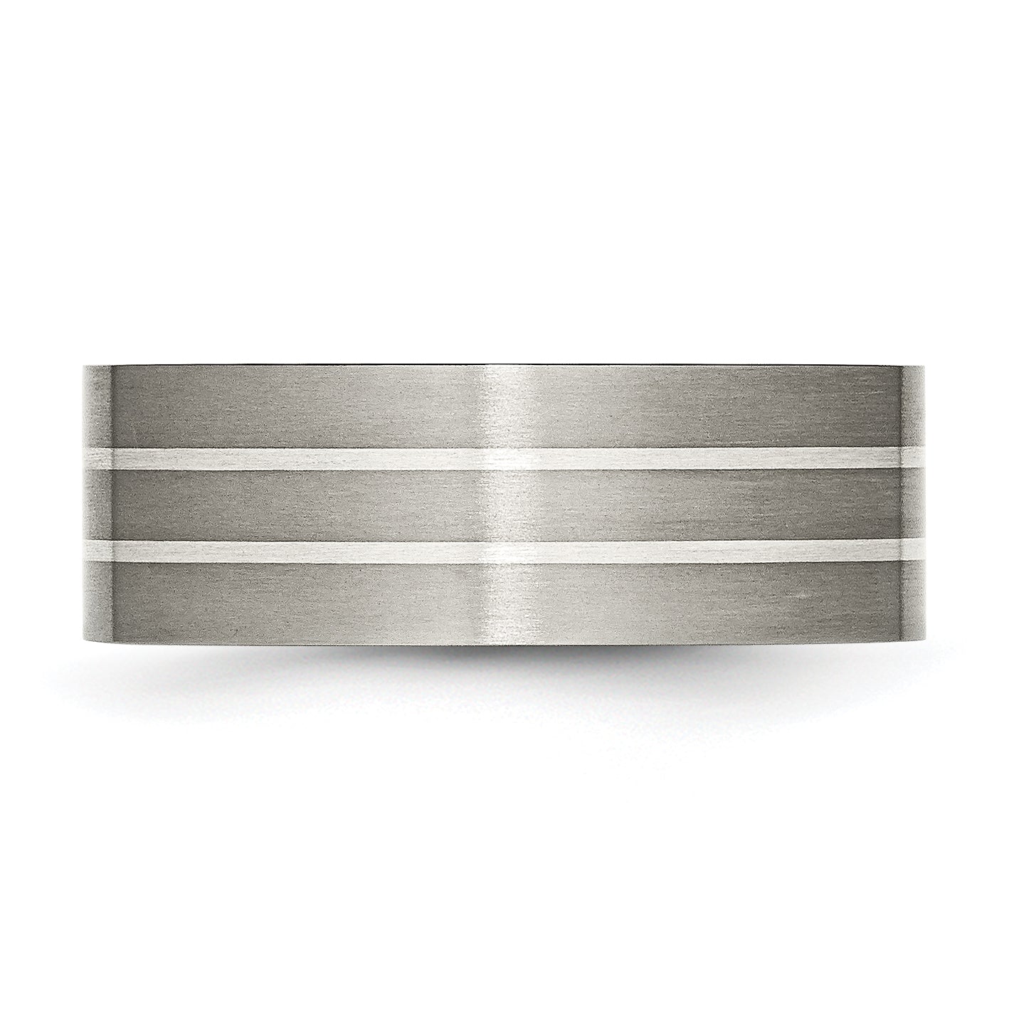 Inlay Wedding Band in Titanium & Sterling Silver, 8mm