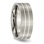 Inlay Wedding Band in Titanium & Sterling Silver, 8mm
