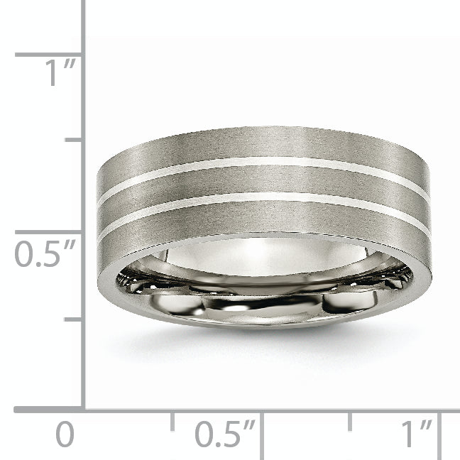Inlay Wedding Band in Titanium & Sterling Silver, 8mm