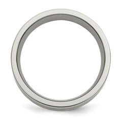 Titanium Wedding Band with Dual Sterling Silver Inlays 8mm Unisex