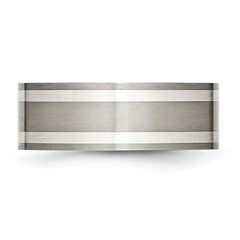 Titanium Wedding Band with Dual Sterling Silver Inlays 8mm Unisex