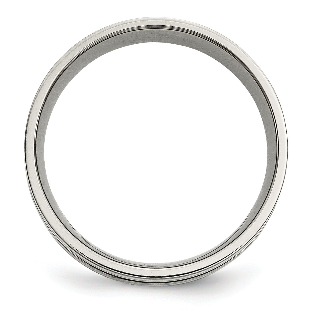 Grooved Inlay Wedding Band in Titanium & Sterling Silver, 8mm