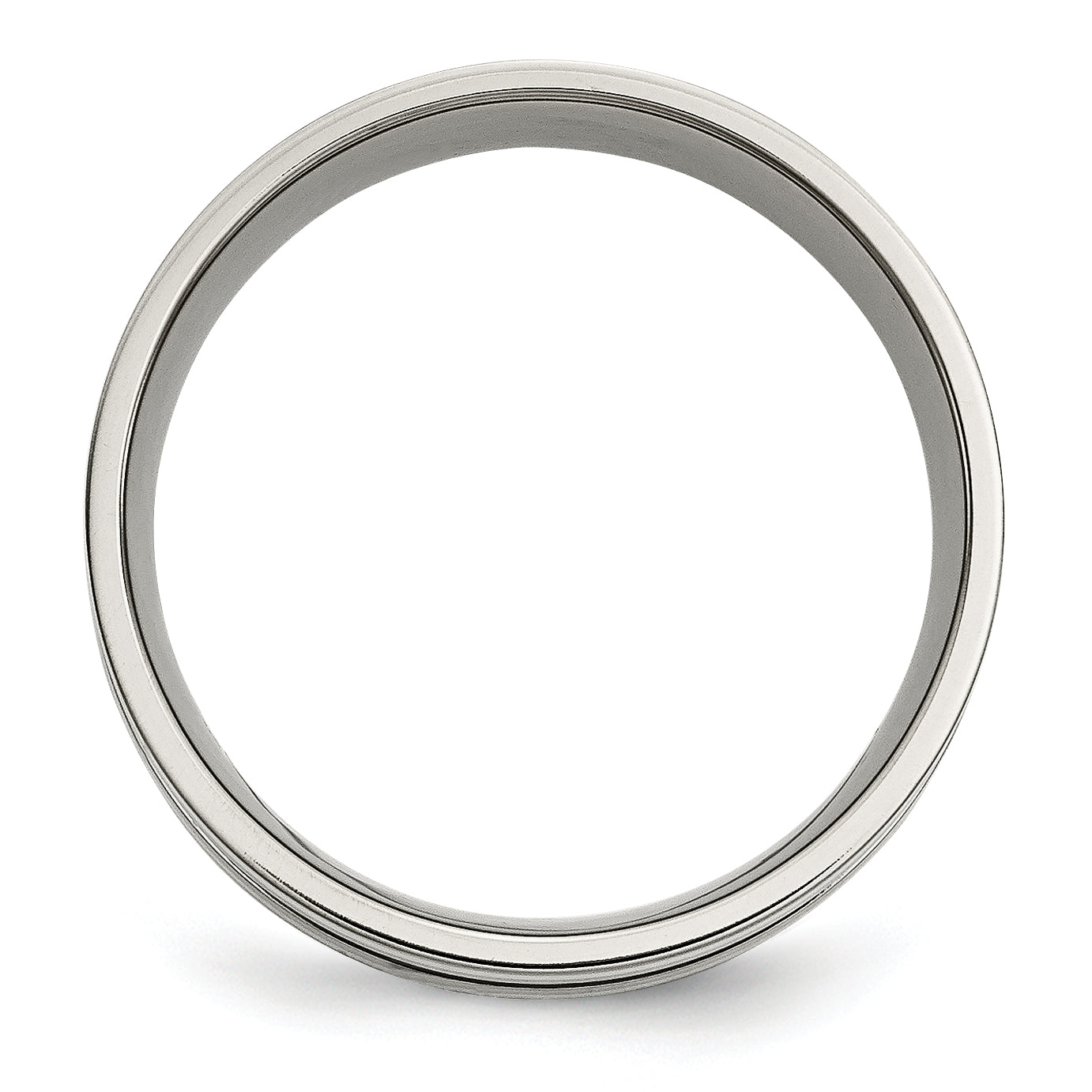 Grooved Inlay Wedding Band in Titanium & Sterling Silver, 8mm
