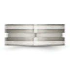 Grooved Inlay Wedding Band in Titanium & Sterling Silver, 8mm