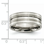 Grooved Inlay Wedding Band in Titanium & Sterling Silver, 8mm