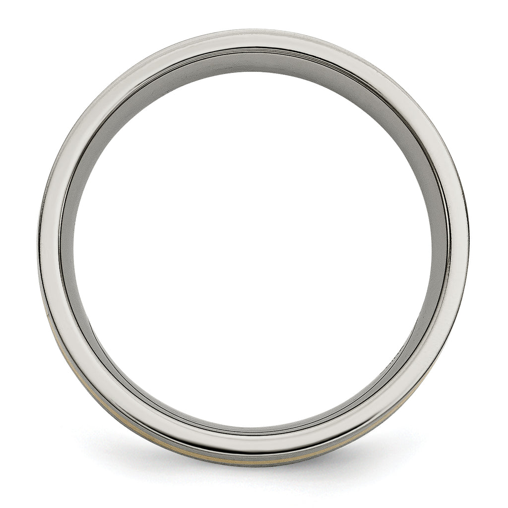 Inlay Wedding Band in Titanium & 14K Gold, 6mm