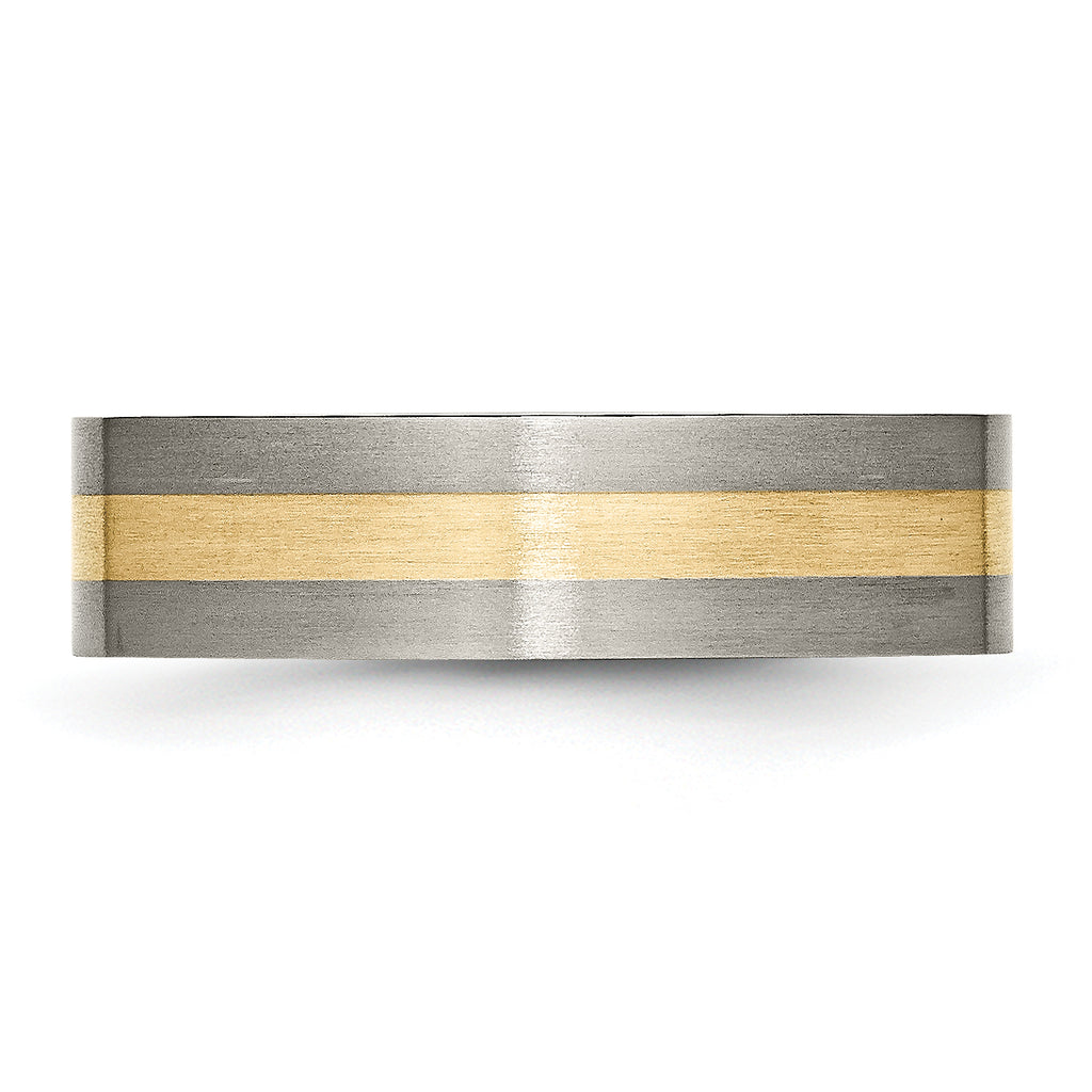 Inlay Wedding Band in Titanium & 14K Gold, 6mm