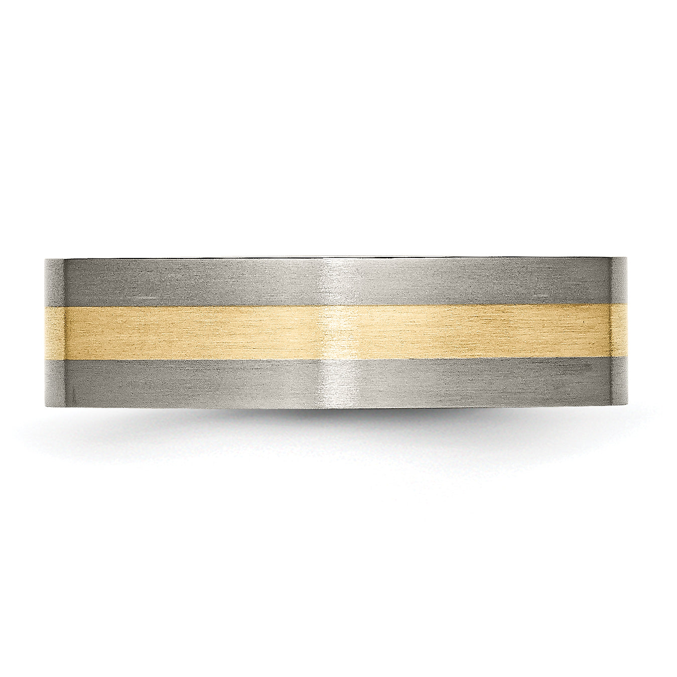 Inlay Wedding Band in Titanium & 14K Gold, 6mm