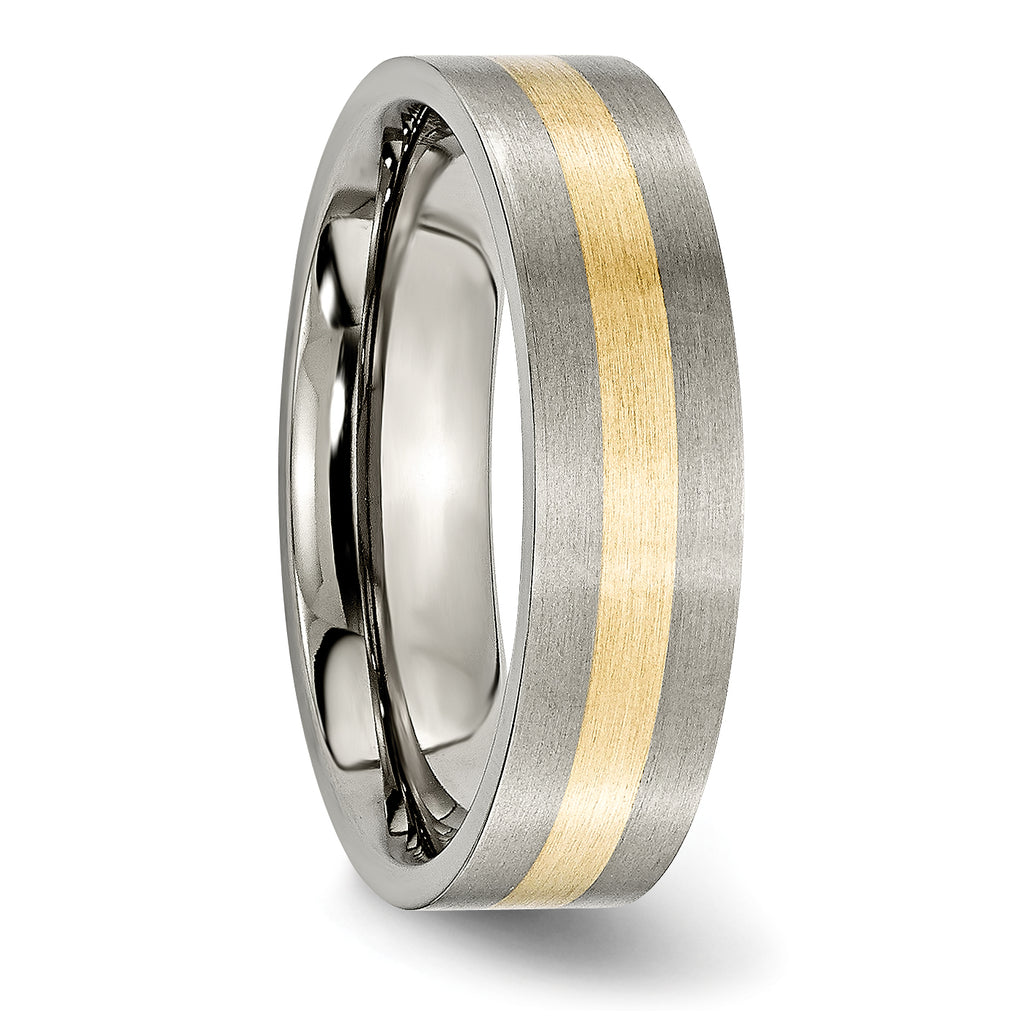 Inlay Wedding Band in Titanium & 14K Gold, 6mm