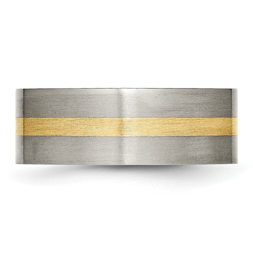 Inlay Wedding Band in Titanium & 14K Gold, 8mm