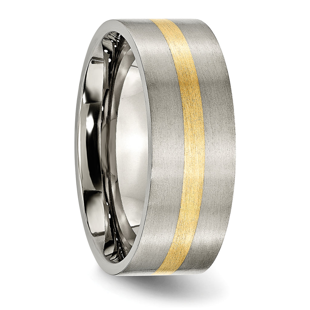 Inlay Wedding Band in Titanium & 14K Gold, 8mm