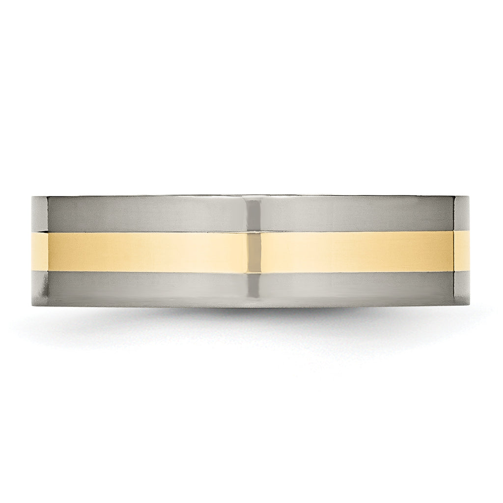 Inlay Wedding Band in Titanium & 14K Gold, 6mm