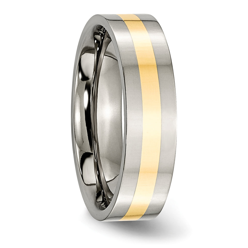 Inlay Wedding Band in Titanium & 14K Gold, 6mm