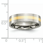 Inlay Wedding Band in Titanium & 14K Gold, 6mm