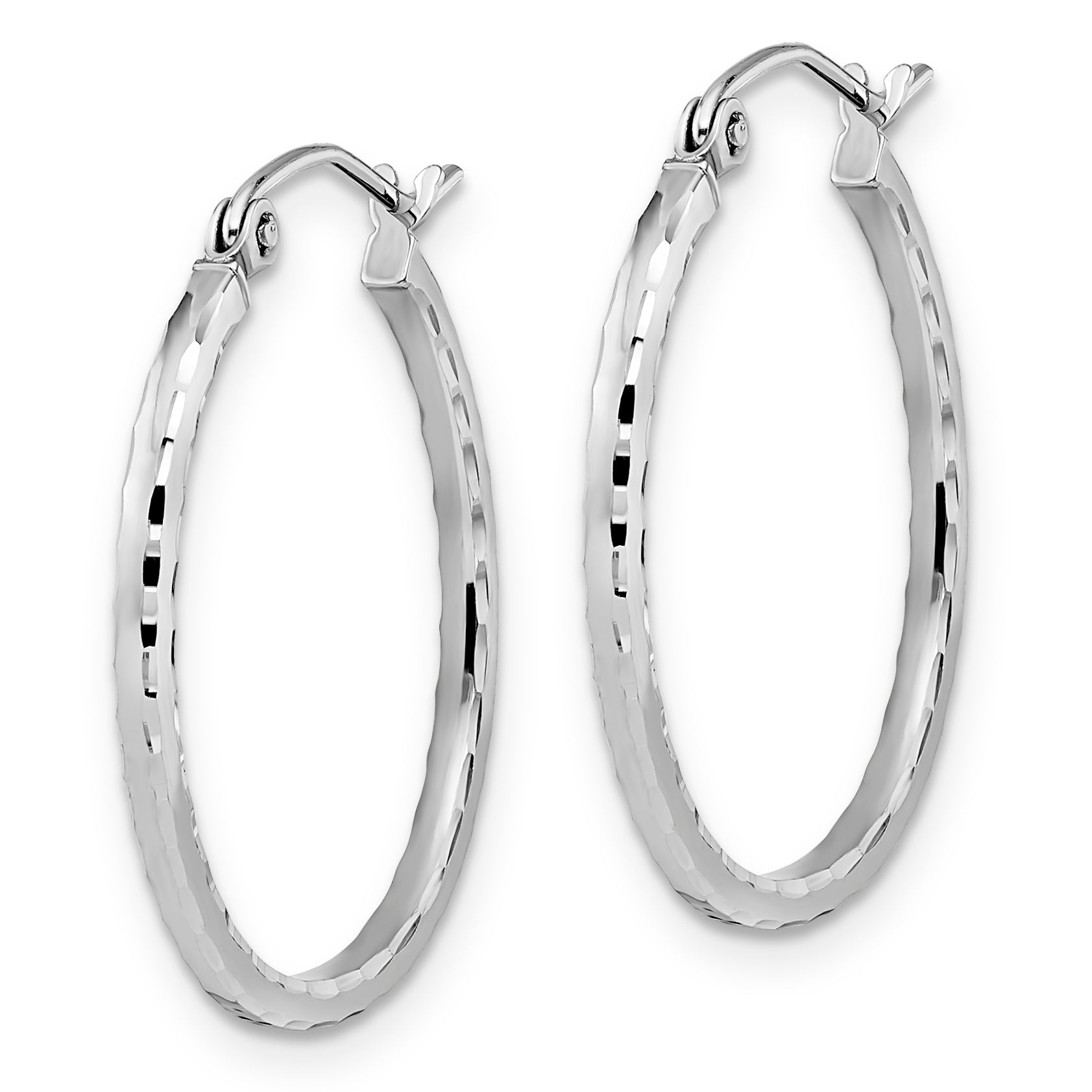 10K White Gold D/C Hinged Hoop Earrings Secondary image