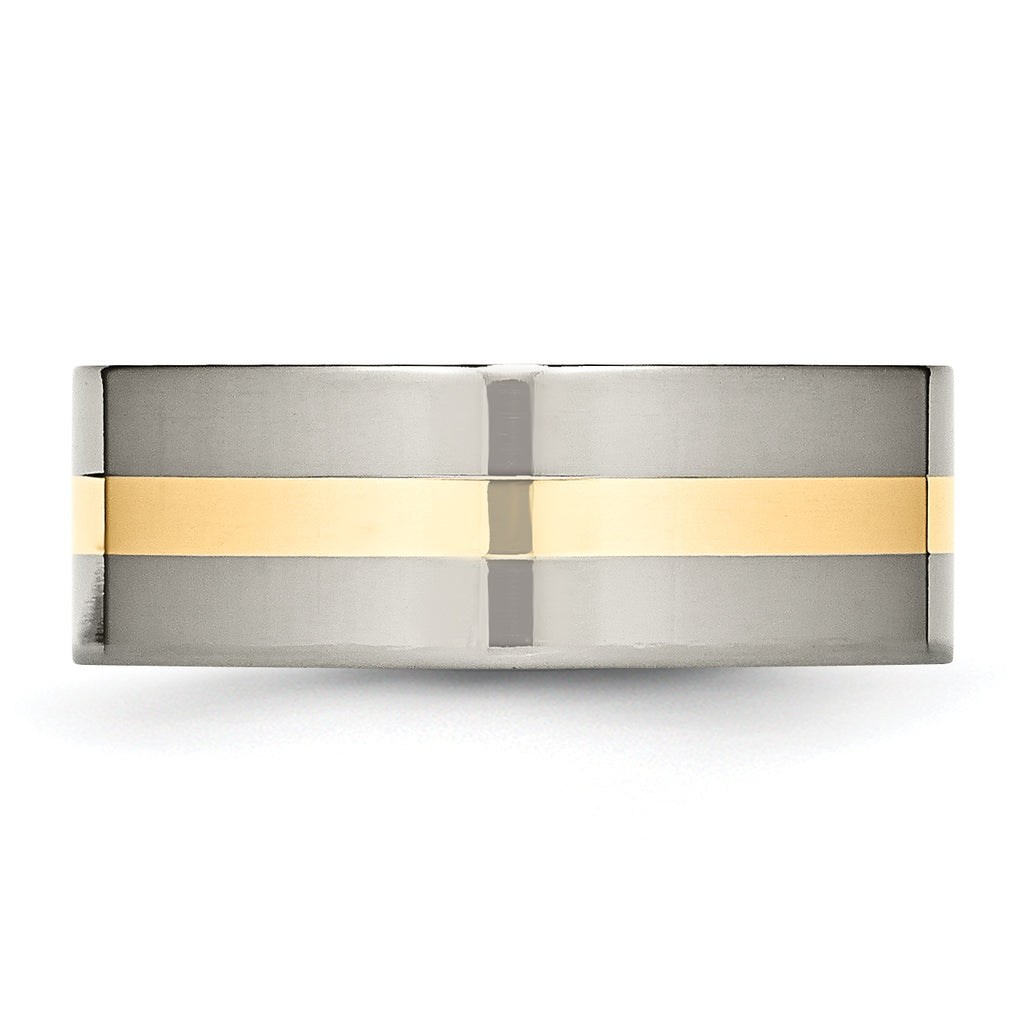 Inlay Wedding Band in Titanium & 14K Gold, 8mm