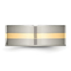 Inlay Wedding Band in Titanium & 14K Gold, 8mm