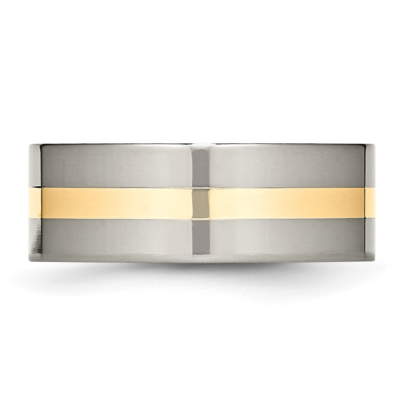 Inlay Wedding Band in Titanium & 14K Gold, 8mm