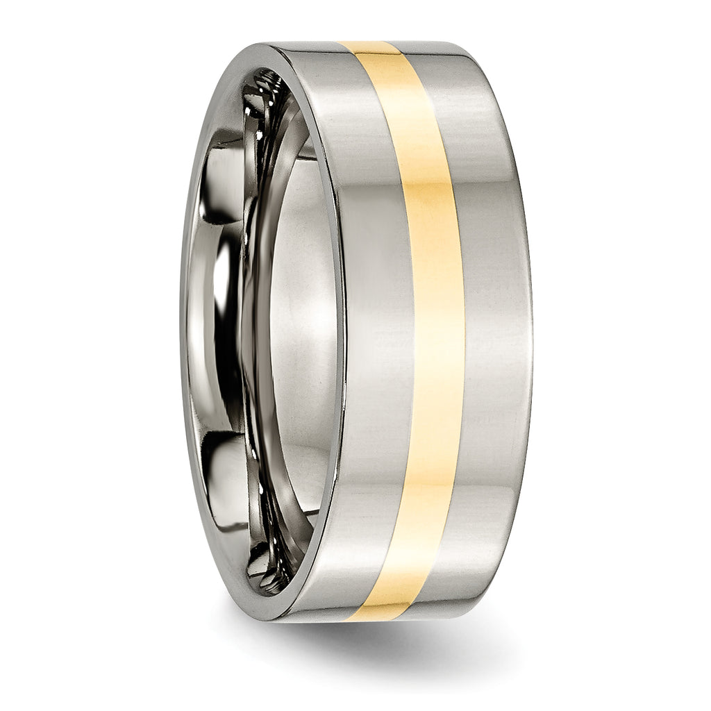Inlay Wedding Band in Titanium & 14K Gold, 8mm