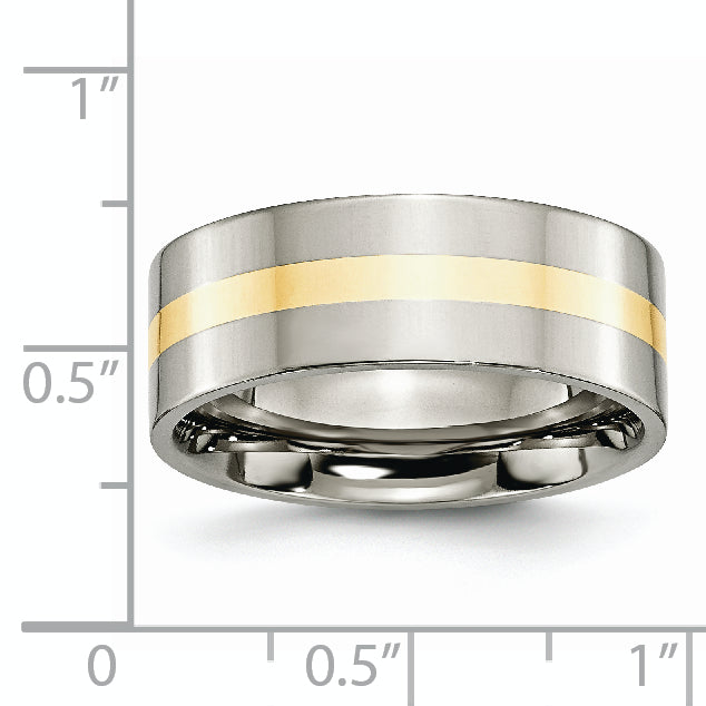 Inlay Wedding Band in Titanium & 14K Gold, 8mm