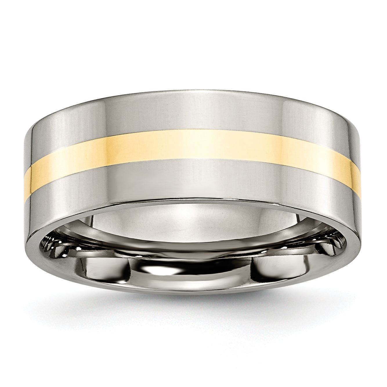 Titanium Polished with 14k Gold Inlay 8mm Flat Band Main image