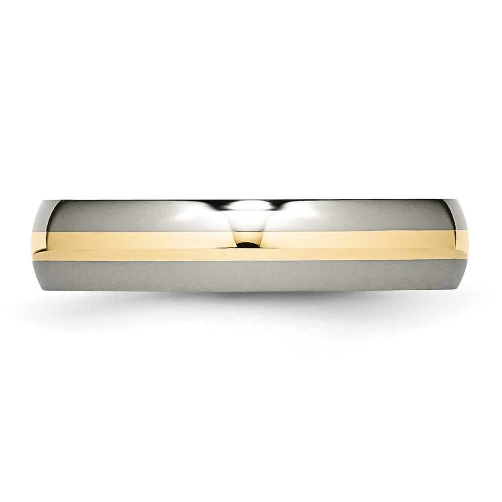 Inlay Wedding Band in Titanium & 14K Gold, 5mm