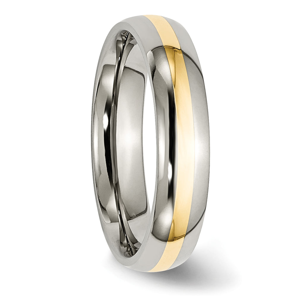 Inlay Wedding Band in Titanium & 14K Gold, 5mm