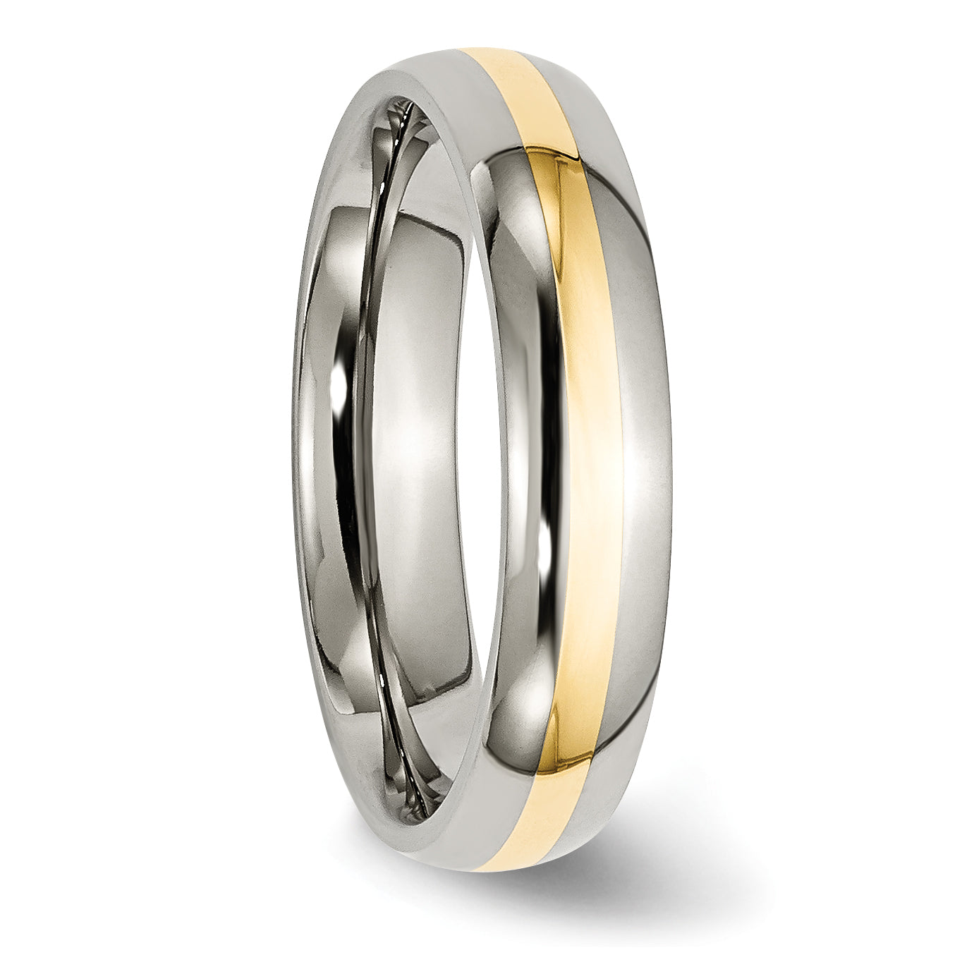 Inlay Wedding Band in Titanium & 14K Gold, 5mm