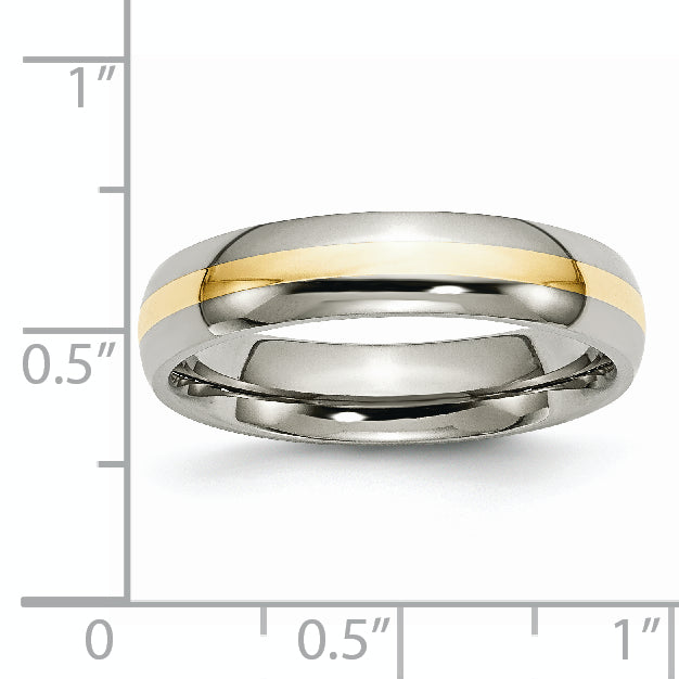 Inlay Wedding Band in Titanium & 14K Gold, 5mm